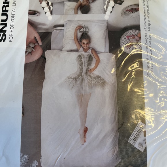 Snurk Bedding Set Duvet Pillowcase Ballerina Ballet Dancer Kids Photo Print Twin - Picture 2 of 5